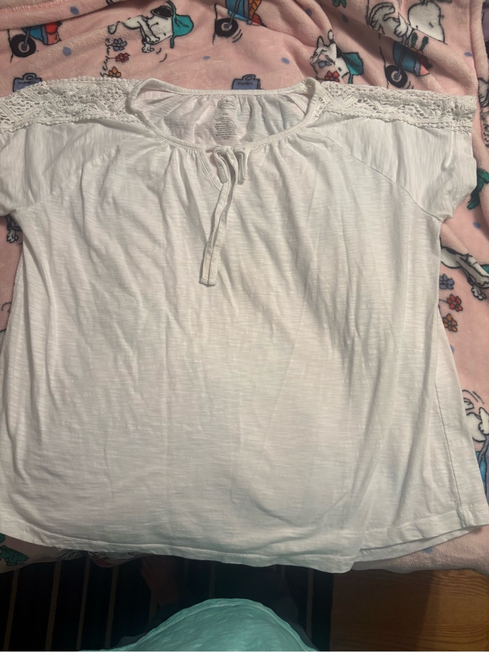 St. John's Bay White Lace-Yoke Tie-Front Top